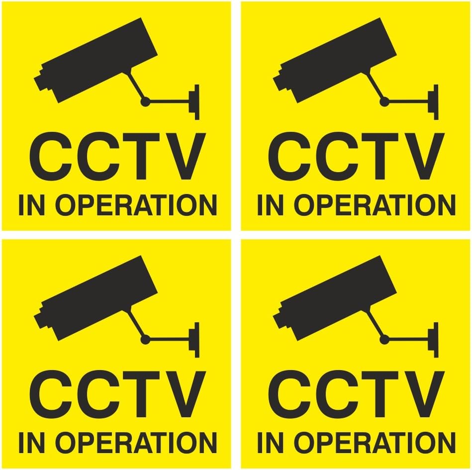 Pack of 4 CCTV In Operation Signs 100mm x 100mm (1mm Thick Rigid Plastic)
