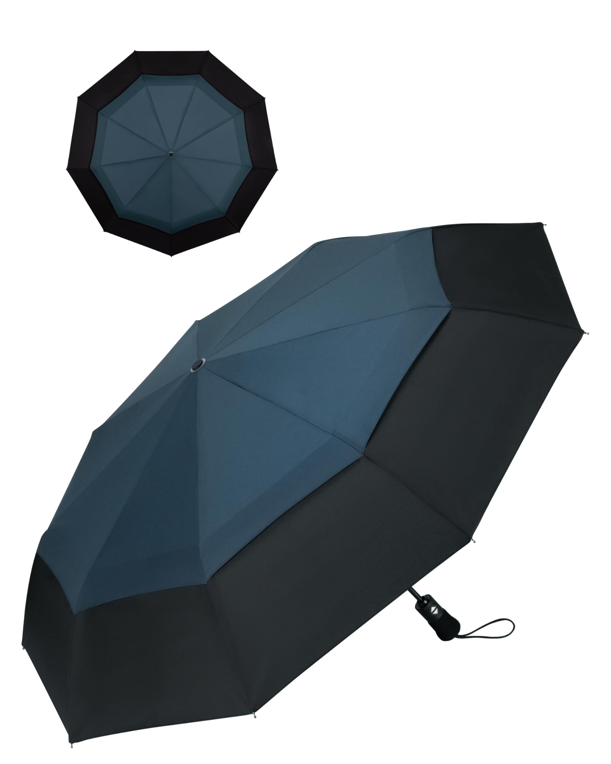 Chakipee Ombrello Pieghevole Pioggia da Viaggio Antivento - Ombrelli Portatile per Uomo Doppio Baldacchino Ventilato, Automatico Apri Chiudi, 9 ossa Rivestimento in Tessuto 210T Apertura 102 cm