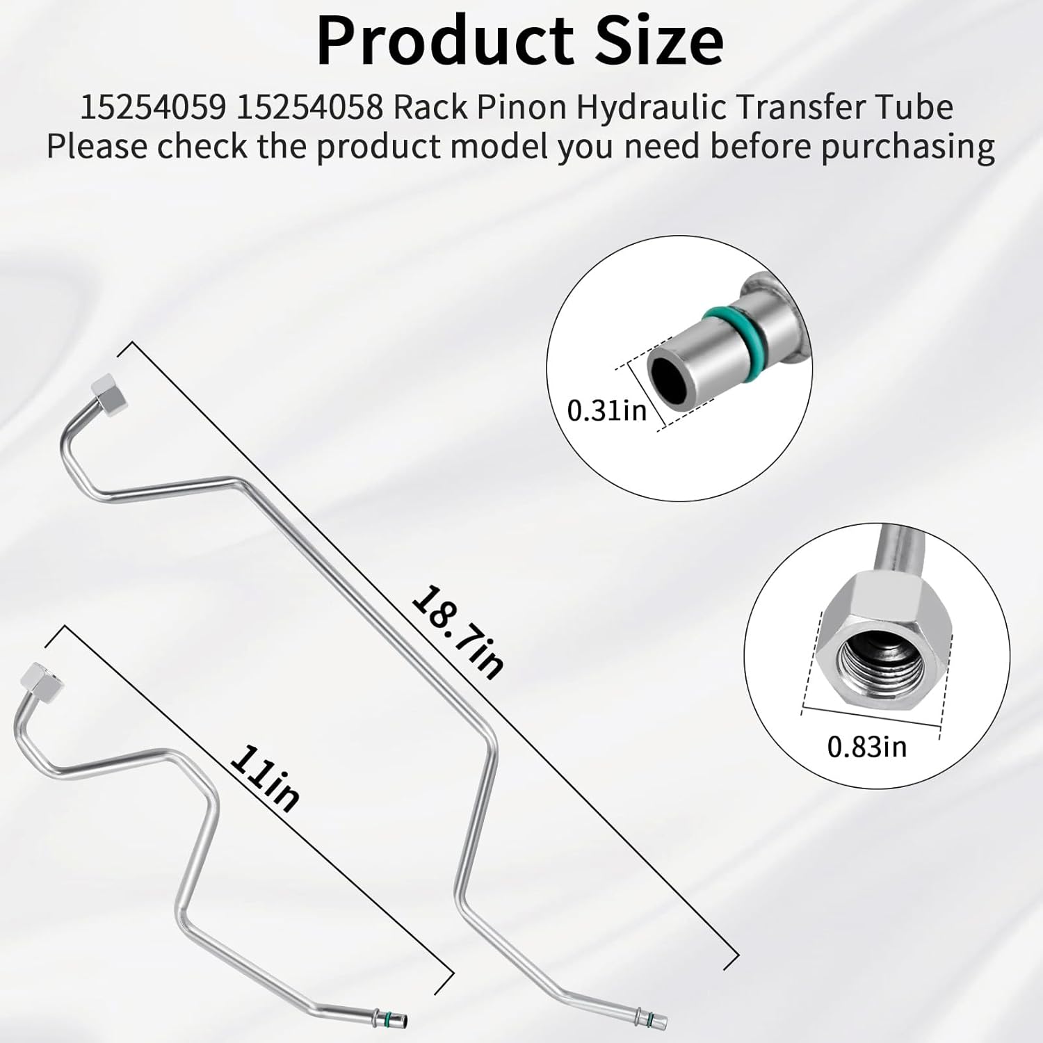 MuHize Power Steering Line Kit - Direct Fit for Chevrolet Escalade/GMC Yukon 2007-2014 | Aluminum Rack & Pinion Transfer Lines Replace #15254059, 15254058 | Leak-Proof OEM Design