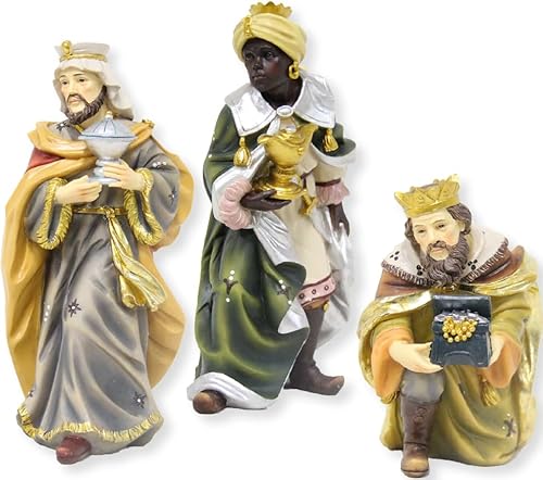 FADEDA 3 x Holy Three Kings, Height: 14 cm, Hand-Painted, Detailed Nativity Scene Figures, Christmas Table Decoration, Nativity Accessories