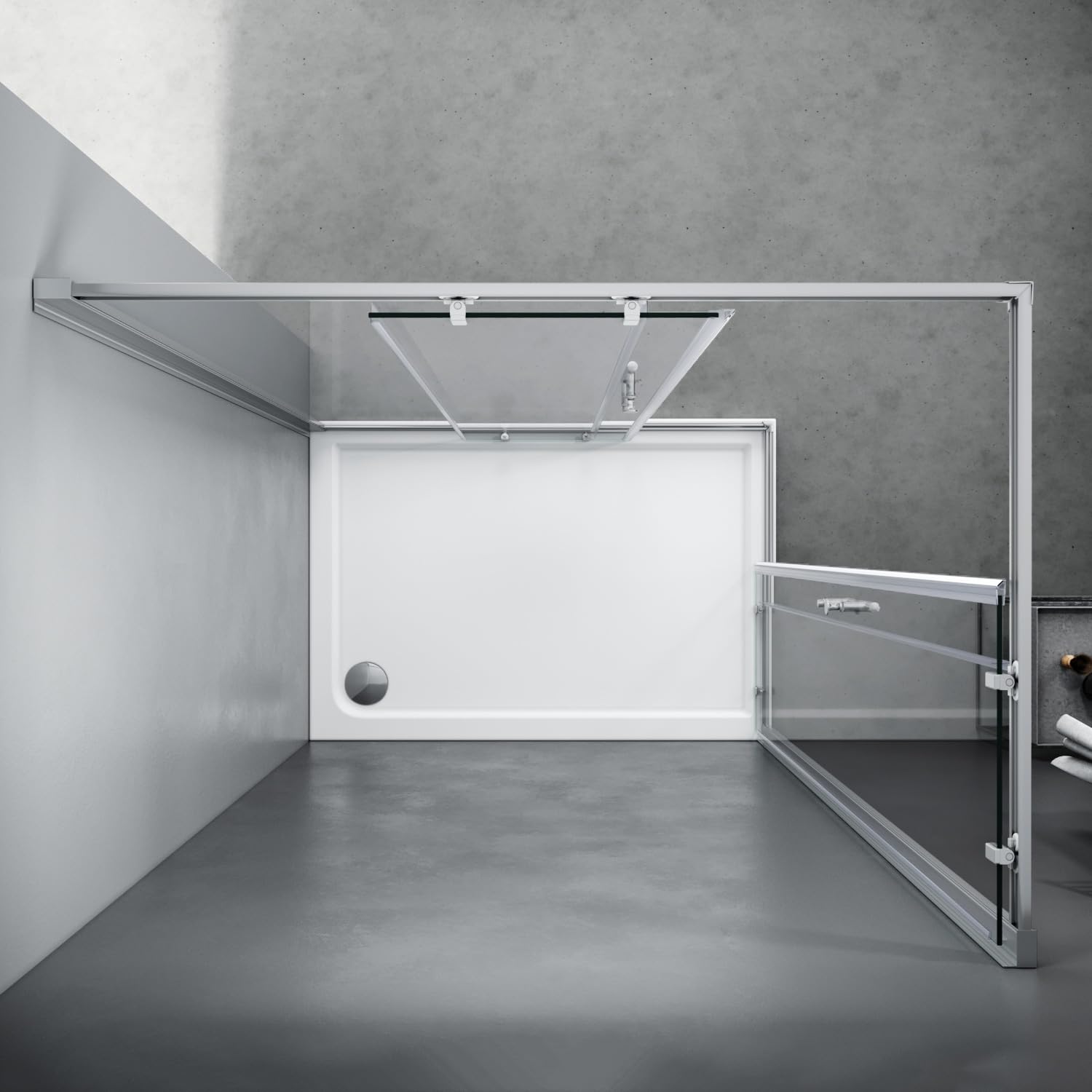 SONNI Narożna kabina prysznicowa 120 x 80 x 185 cm, podwójne drzwi przesuwne ze szkła ESG | Duże wejście ze stabilnym systemem przesuwnym, uchwytem H ze stali nierdzewnej i trwałymi komponentami do codziennego użytku.