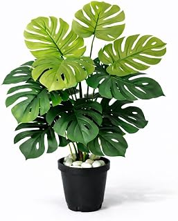 HOMOREE Artificial Plants for Decoration |Artificial Plants with Rubber Leaves Faux Monstera Turtle Leaf|Decorative Fake P... Price In India