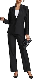 Pant Suits for Women Dressy 2 Piece Blazer and High Rise Straight Leg Pa...