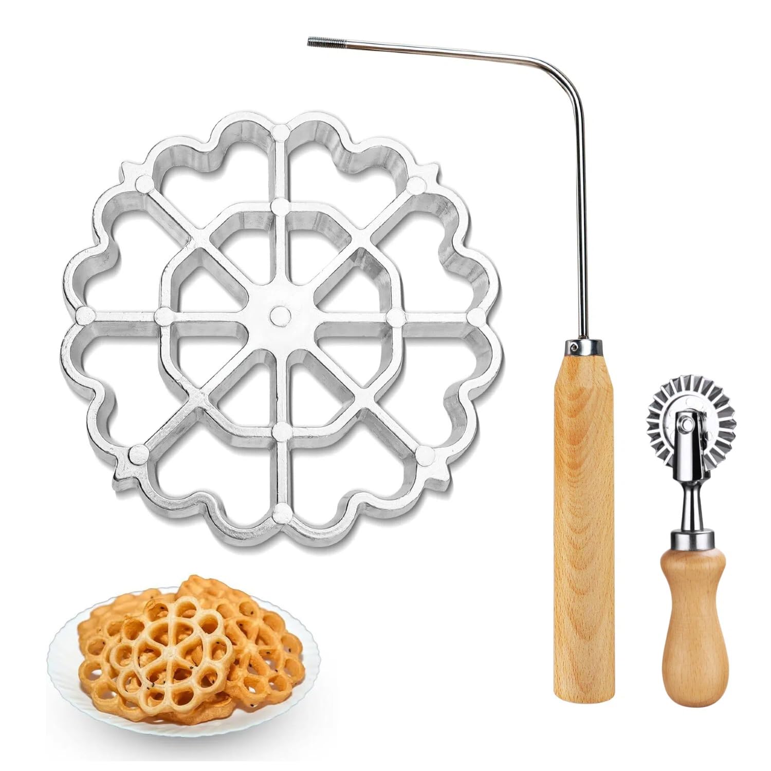 Bunuelos zestaw foremek do rozety, foremek do ciasta, kwiat lotosu, Bunuelos, foremka do ciastek, z kółkiem do krojenia makaronu, do użytku domowego i kuchennego