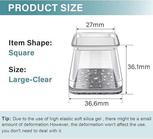 Miniatura 47 de Protectores de silicona y fieltro para patas de silla, protectores para pisos duros como madera (para patas de 0.9 a 1.29 pulgadas de diámetro), 24