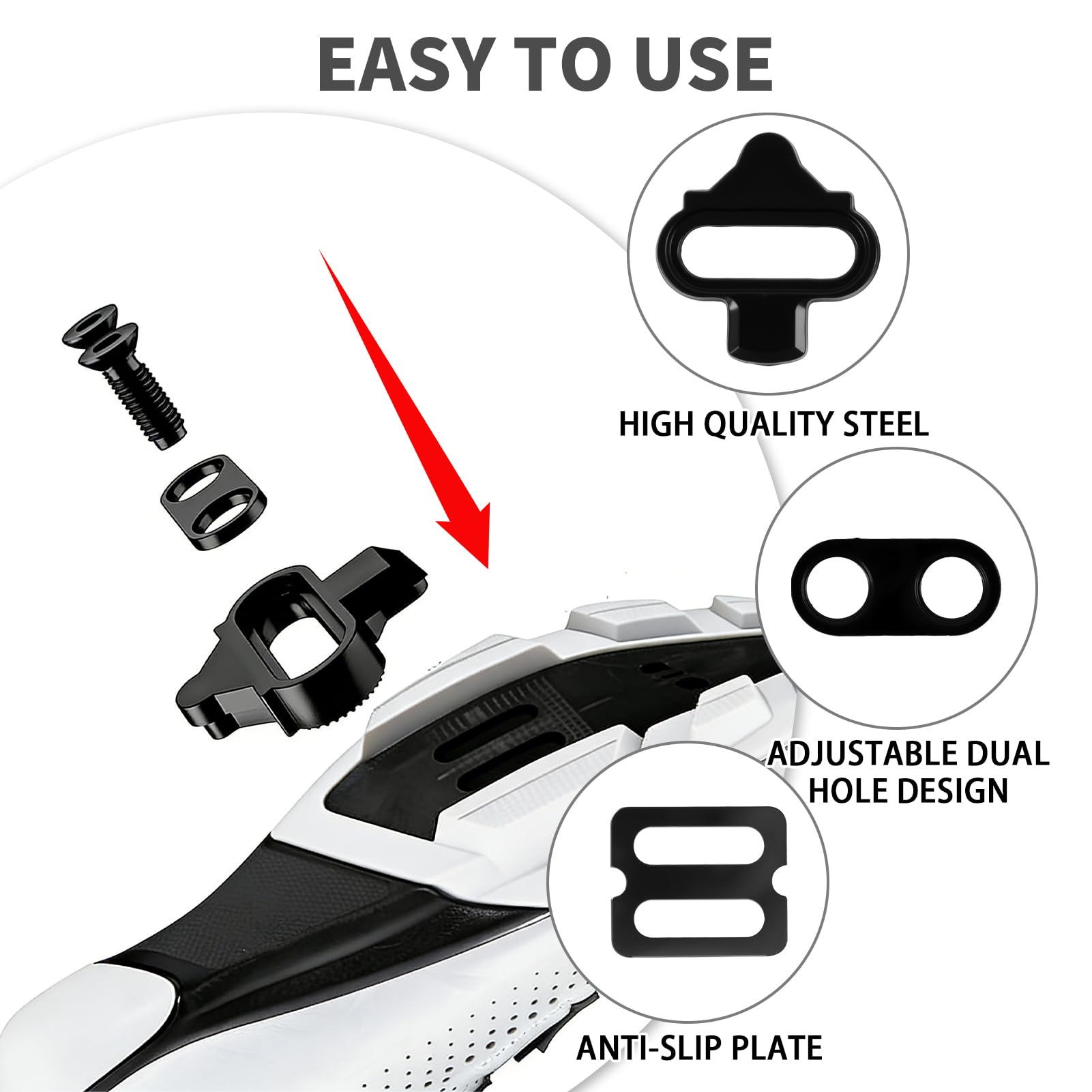 Zapatas para bicicleta compatibles con Shimano SPD SH51, tacos SPD con placas antideslizantes, adecuadas para zapatos de ciclismo de montaña, con llave de apriete, fijación de 2 agujeros