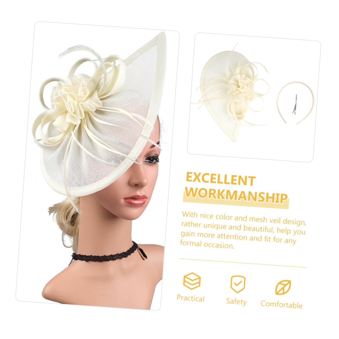 Holibanna Sombrero De Coctel Tocados Sombreros Para Mujer Gorras Para Mujer Diadema De La Década De 1920 Sombrero Diadema Diademas Con Estilo Para Las Mujeres Beige Malla