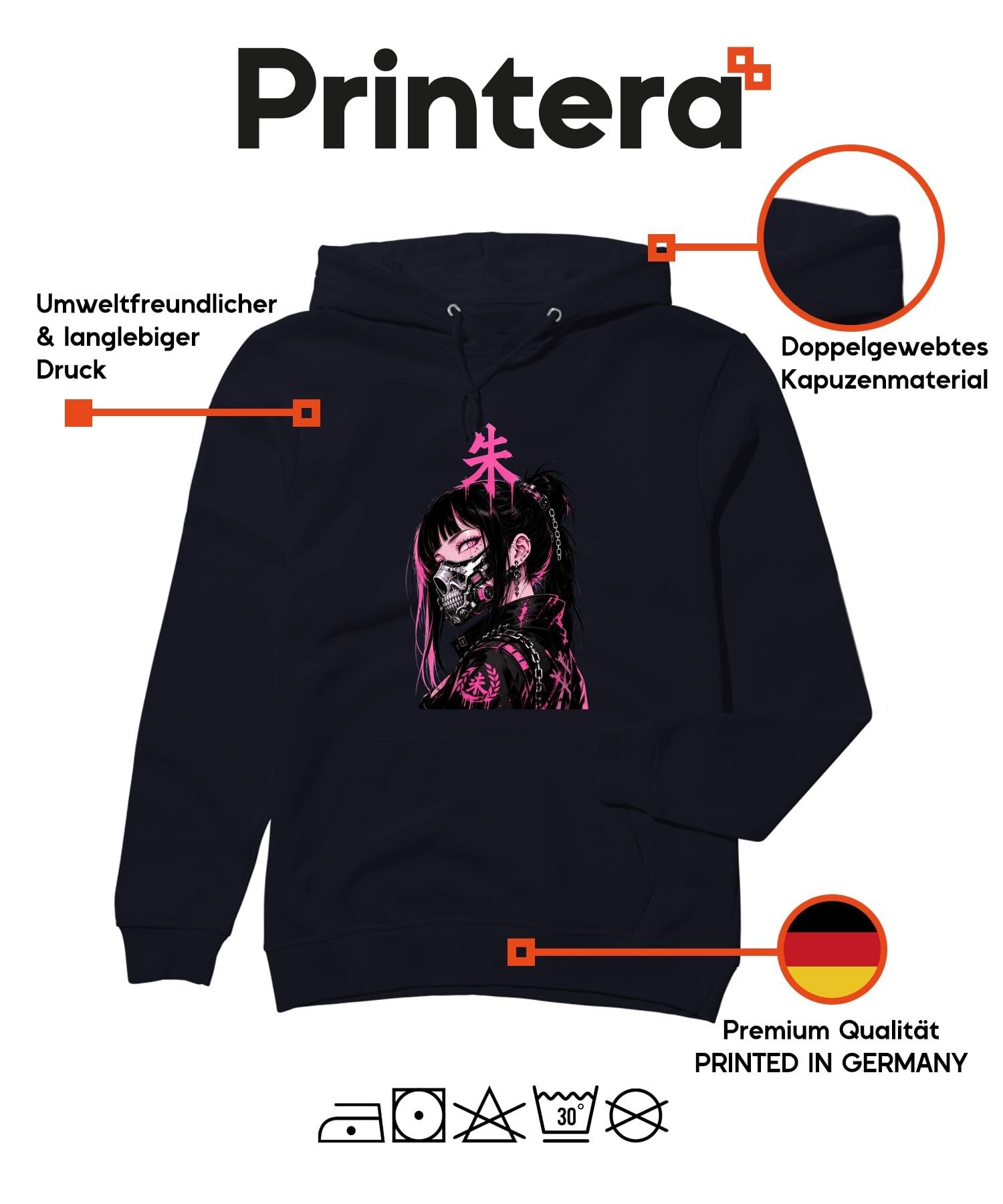 Cyberpunk Anime Dziewczęca Japonia Y2K bluza z kapturem | Manga Cyborg Techwear E-Girl Gotycki Dystopijny Futurystyczny Łańcuszki Różowy Harajuku Neon Otaku