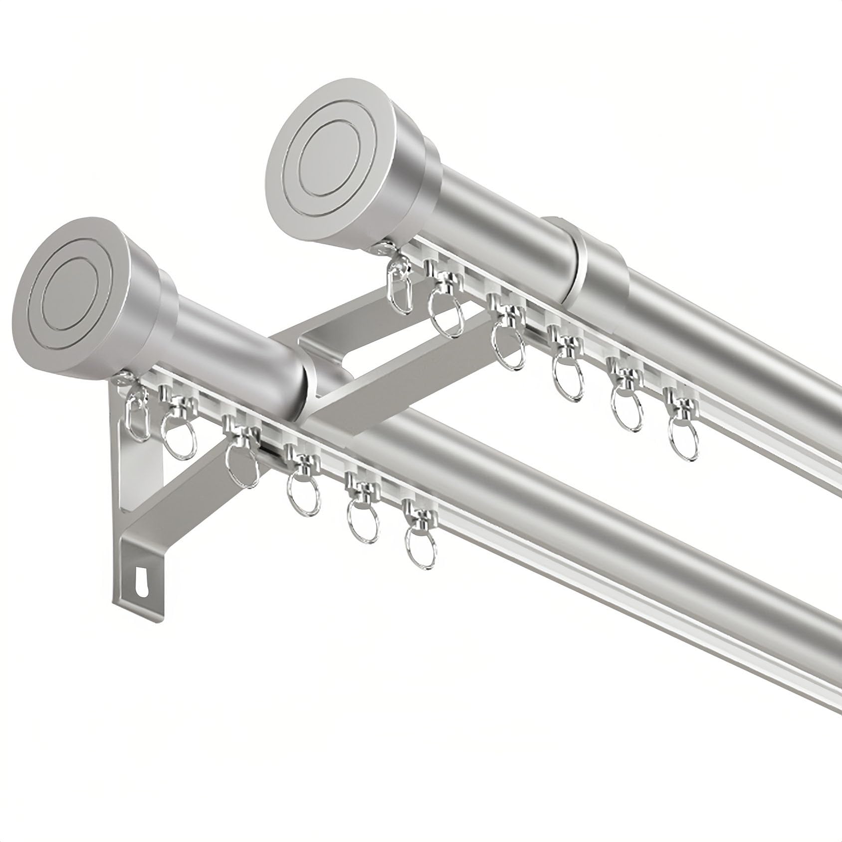 CMJYMX Roman Rod Curtain Track Silent Sliding Curtain Rail Pulley Wall Mounted Extra Thick Aluminum Alloy Guide Rail Perfect For Privacy In Open Rooms(Gray,9.2FT/280CM)