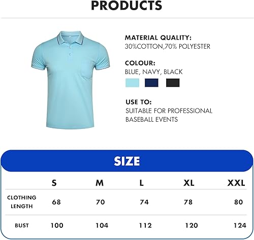 Miniatura 7 de redgino Camisa de manga corta para hombre, de béisbol, sóftbol, árbitro, camiseta de árbitro, tamaño para protector de pecho