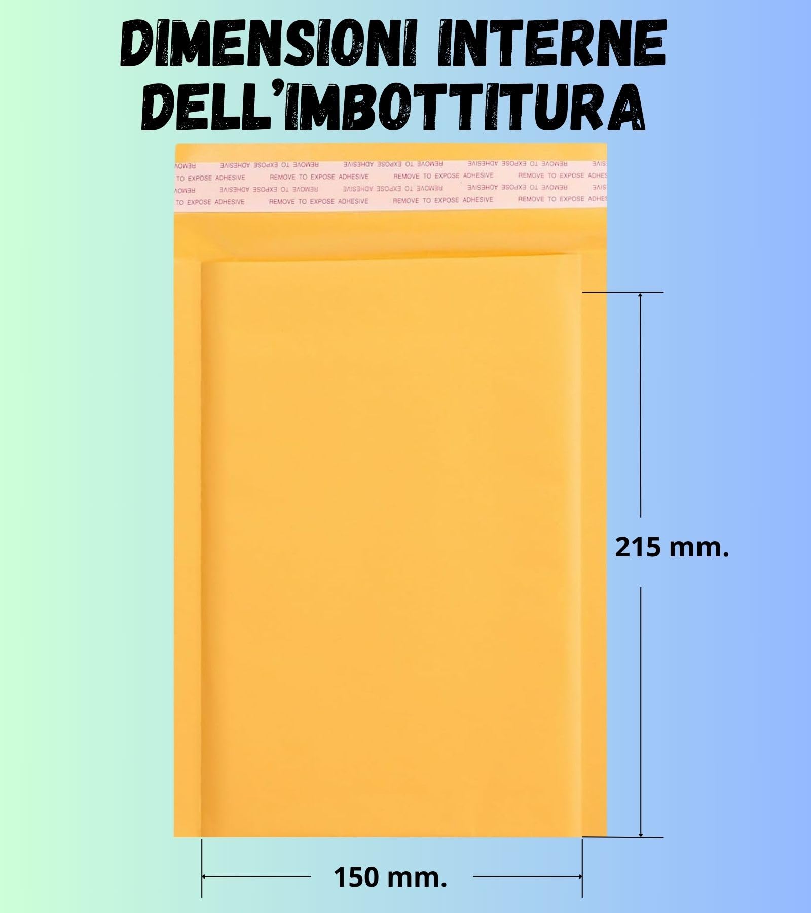 Easy8 20 Buste Imbottite per Spedizioni 150x215 mm Pluriball Bolle Aria Avana Chiusura Adesiva Gialle Protettive Materiali Fragili