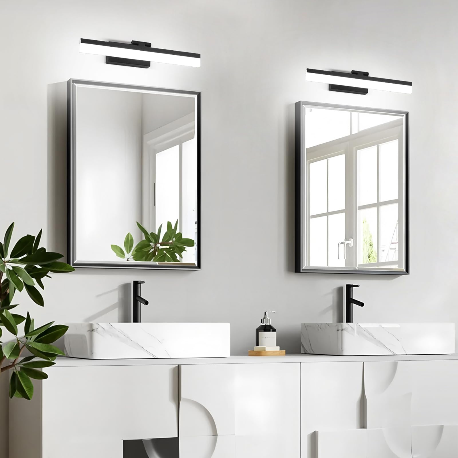 LED Spiegelleuchte Badezimmer 40.5cm, Dimmbare Badezimmer Wandleuchte IP20, 9W 510 Lumen Spiegelleuchte Lampe Badezimmer, Badezimmerleuchte Wand Aluminium, 3CCT, Schwarz [Energieklasse G]