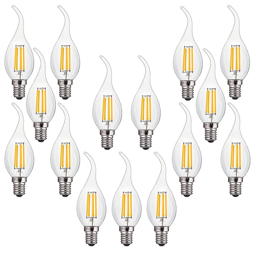 BDAYEK Led bulbs 4W E14 Dimmable Candle 15 Packs C35 Filament Light 400LM 2700K Warm White Energy Saving Candelabra Lamp AC 220-240V