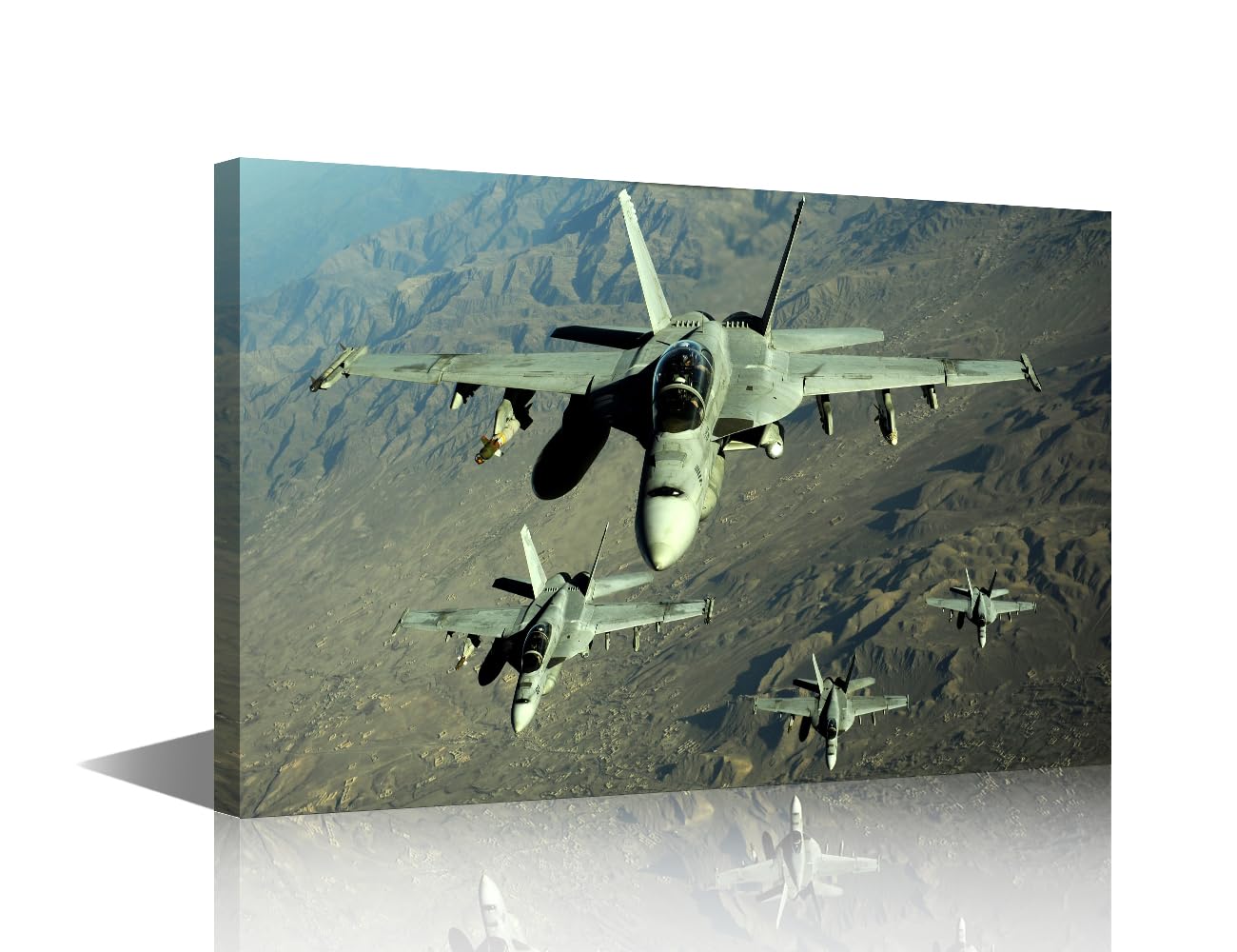Military Poster Canvas Wall Art F/A-18E/F Hornet Strike Fighter Picture Prints Artwork for Boys Gift Bedroom Living Room Office Decoration Wall Poste Gift with Frame Ready to Hang 36x24 in
