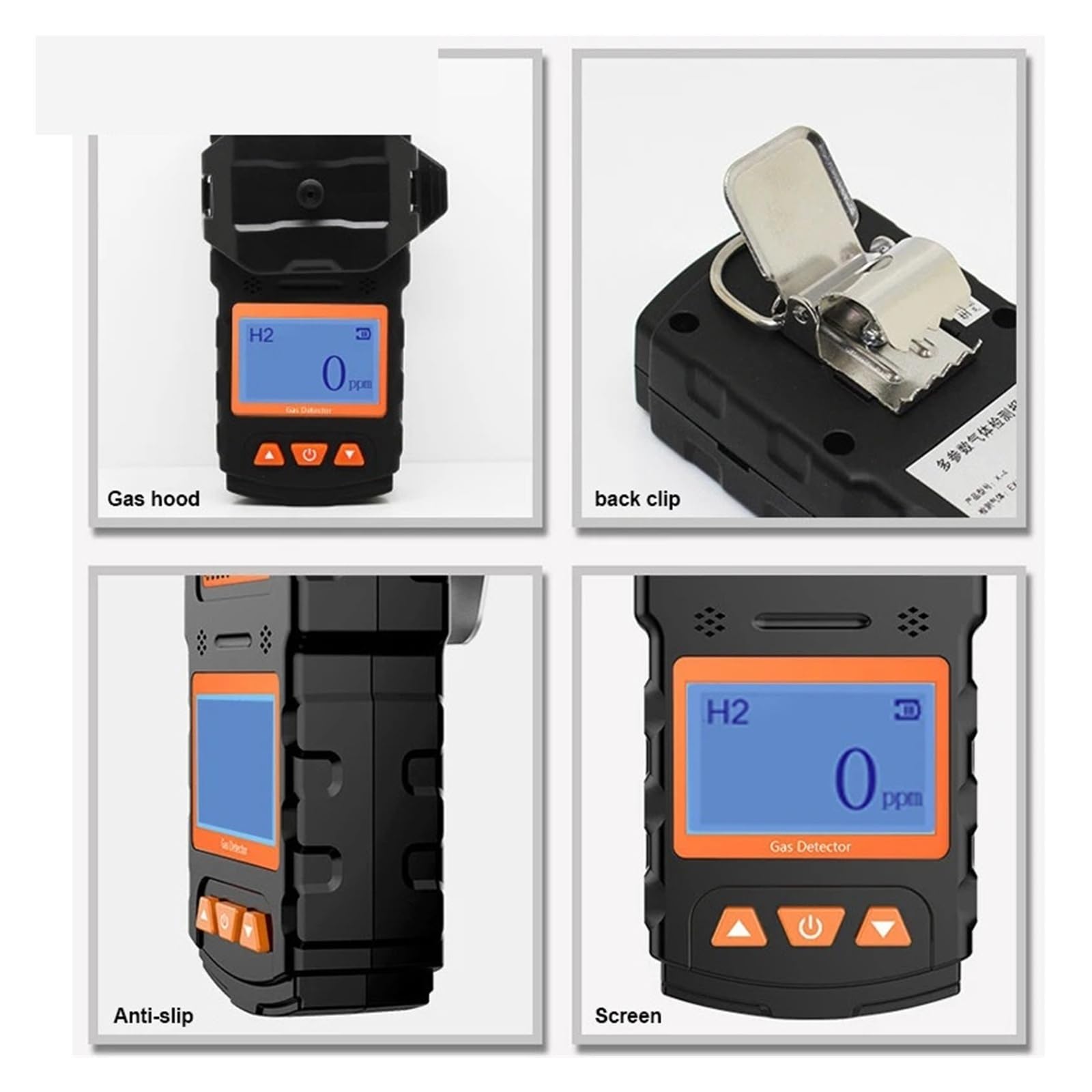 Détecteur de gaz Portable Professionnel avec écran LCD numérique, destiné aux Industries NH3, Cl2, SO2, HCl, NO2, avertisseur sonore et Lumineux de Choc. Surveillance Rapide(CL2)
