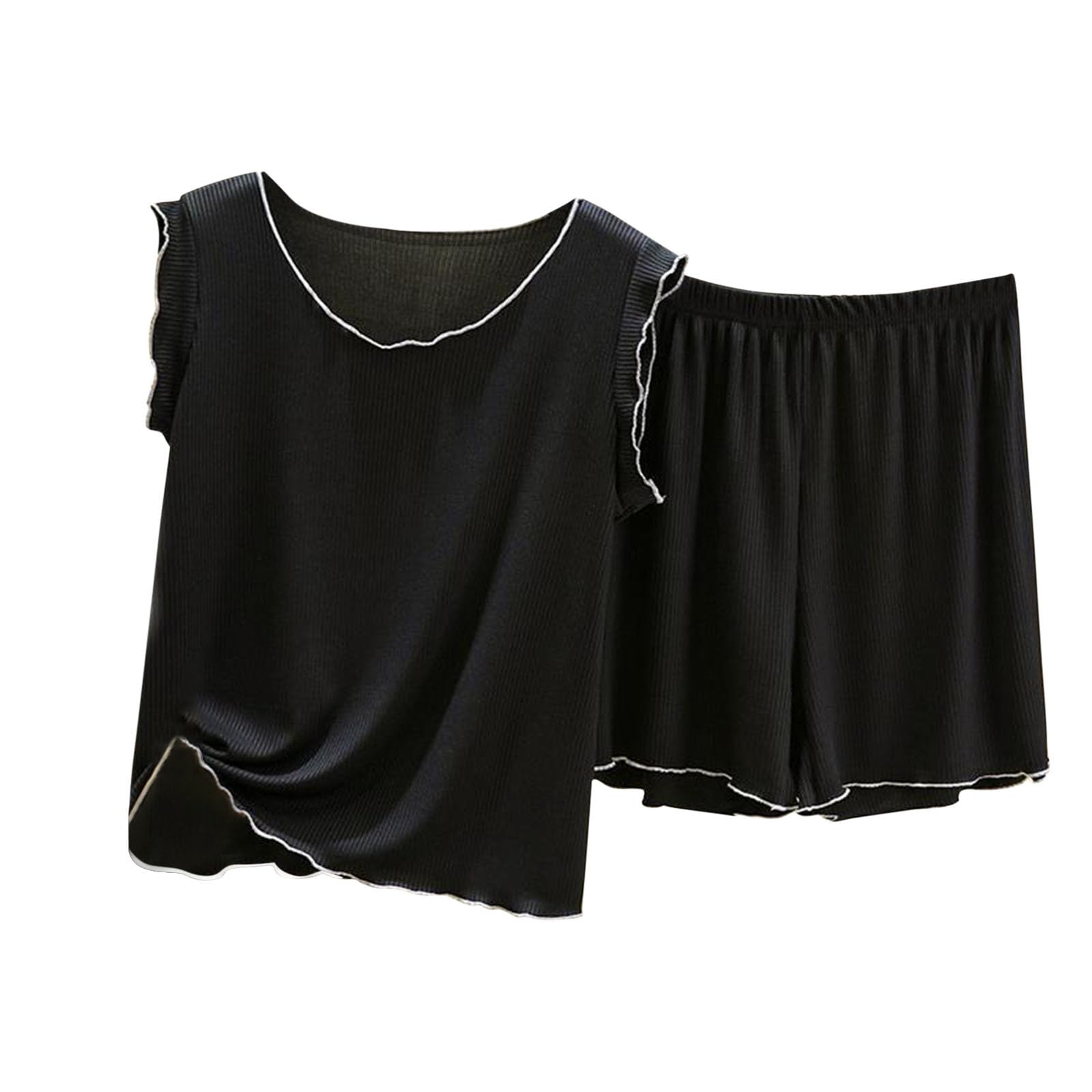 Womens Sleeveless Pajamas Set Casual Sleepwear Soft 2 Piece Pj Sets Tank Top and Shorts Lounge Sets Summer
