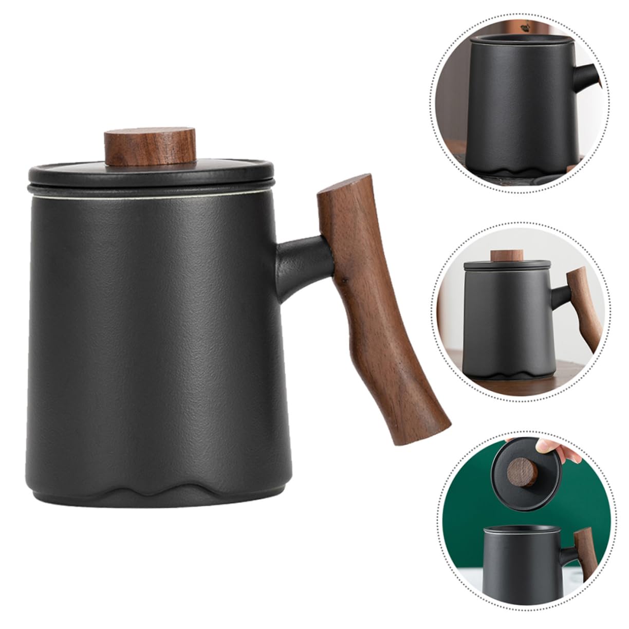 SHOWERORO Taza De Cerámica Grande Con Tapa y Filtro Para Café Infusiones y Té Para Hogar y Oficina