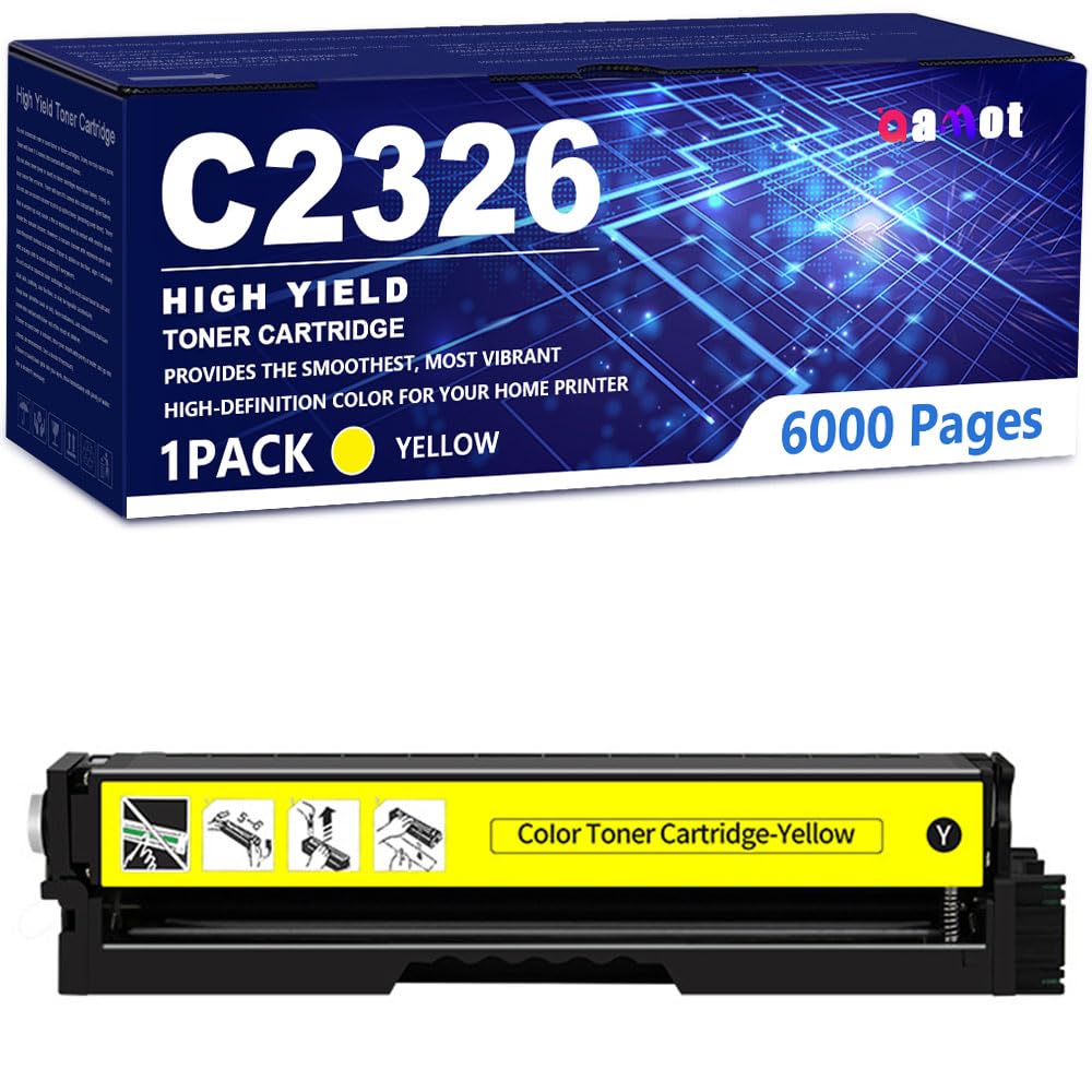 aauot C2326 Toner Cartridge (No Chip) Compatible 24B7498 24B7495 24B7496 24B7497 Toner Cartridges Replacement for Lexmark XC2326 C2326 Printer, Yellow