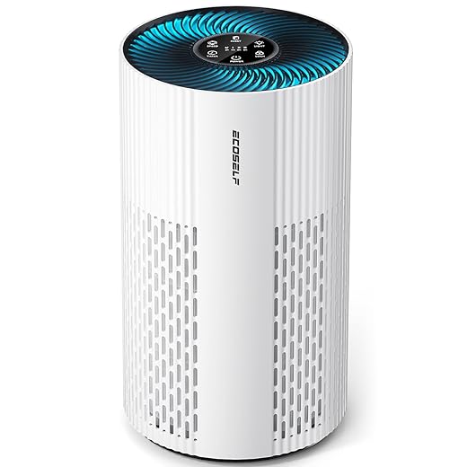 Air Purifiers for Home Large Room Cover Up to 1500 Ft² with True HEPA Filter, 20dB Sleep Mode, 360° Air Intake & Outlet, Air Cleaner for Bedroom Pets, 7 Color Light, HAP604, Bright White