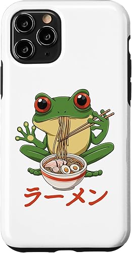 iPhone 11 Pro Red Eyed Frog Eating Ramen Soup Design for a Frog Hunter Case