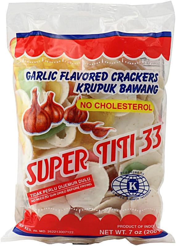 Kerupuk Bawang Warna (Garlic Flavored Crackers) - 7oz [Pack of 3]