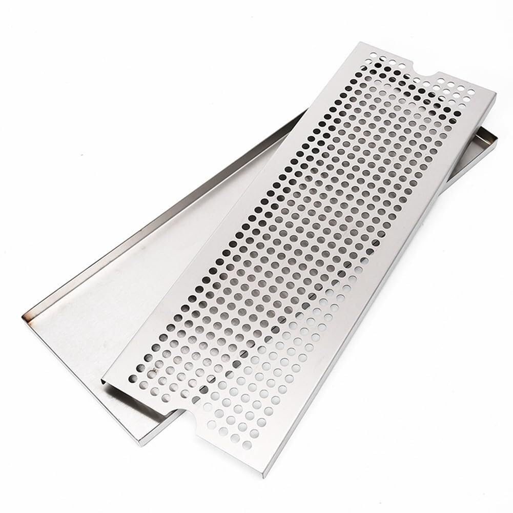 Vassoio antigoccia in acciaio inox 304 per birra, vassoio raccogli gocce rettangolare con griglia rimovibile, accessorio per bar e kegerator, senza scarico, facile pulizia (40 cm)
