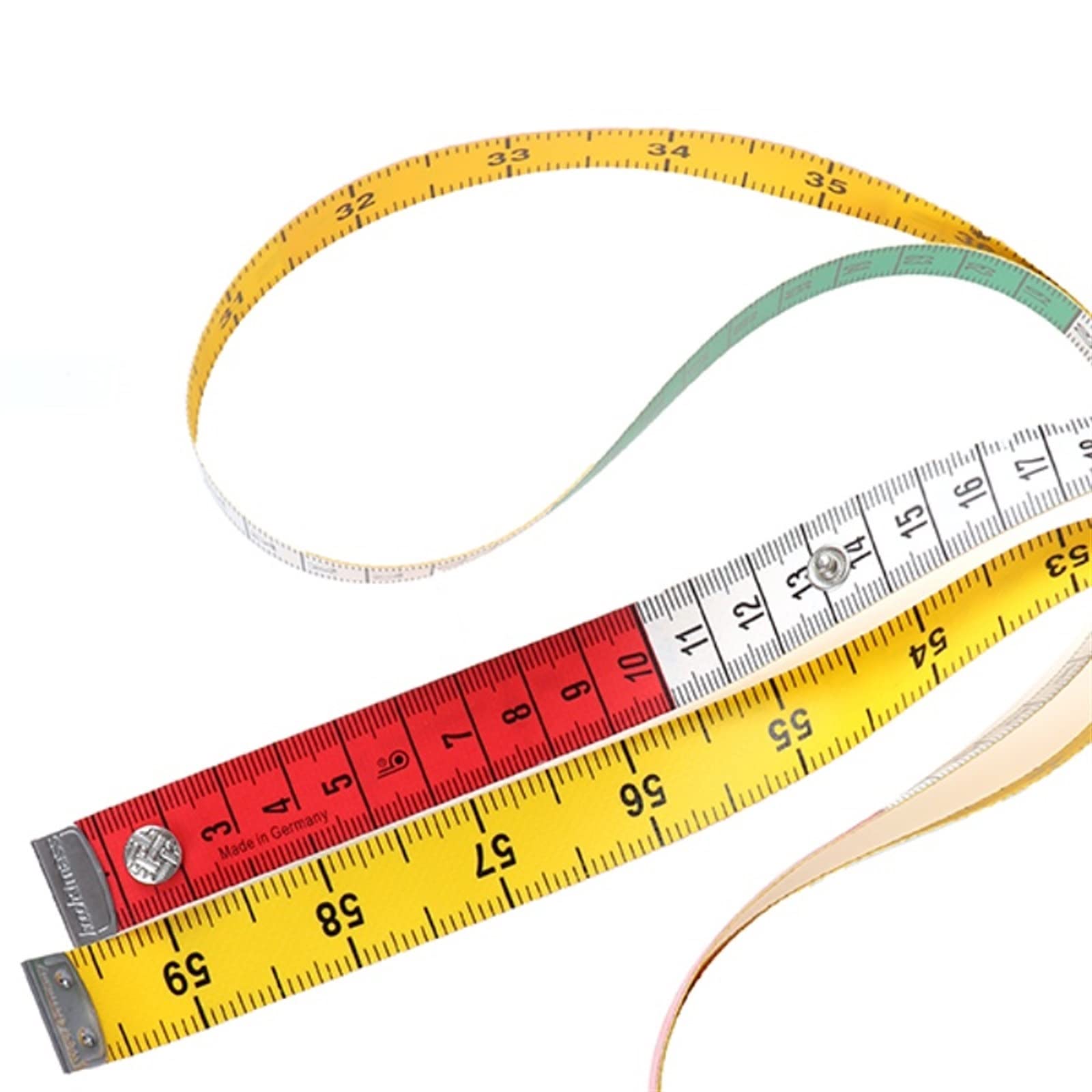 RWRAPS Maßband, 1,5 m, Farbe, weiches Maßband, Kleidungsmesslineal, Maßstabslineal, Körpermesslineal, Nähen, doppelseitiges flaches Linealband (Farbe: 1,5 m) (klar, gelb)