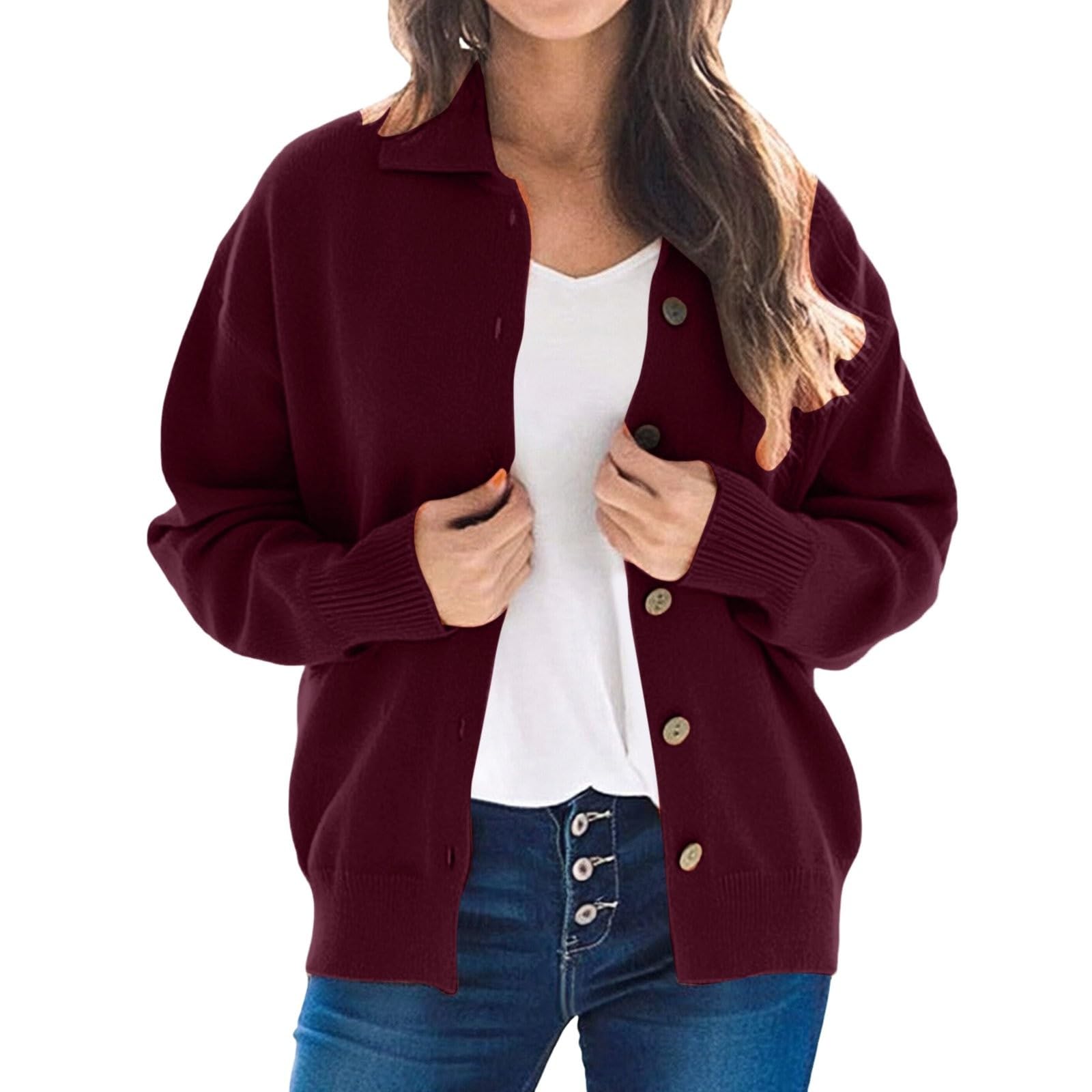 Cashmere Cardigan Sweaters for Women Long Sleeve Luxury Cozy Knit Clothes Open Front Button Down Cardigan with Pockets