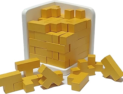 Ahyuan - Rompecabezas de madera con forma de T, juguete educativo para niños y adultos (dorado)