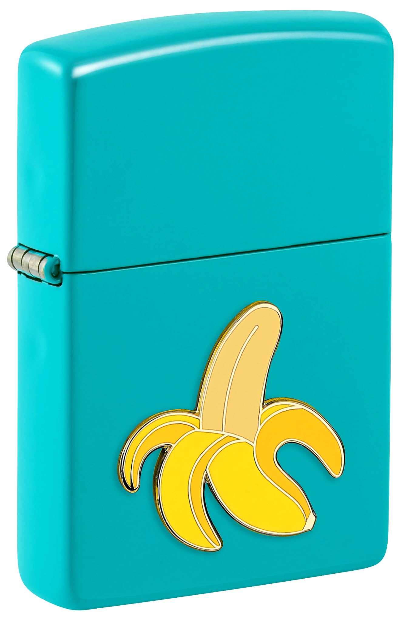 Zippo Windproof Lighter - Foodie Banana, Flat Turquoise, Emblem - Refillable - Reusable - Windproof Design - Gift Box - Made in USA