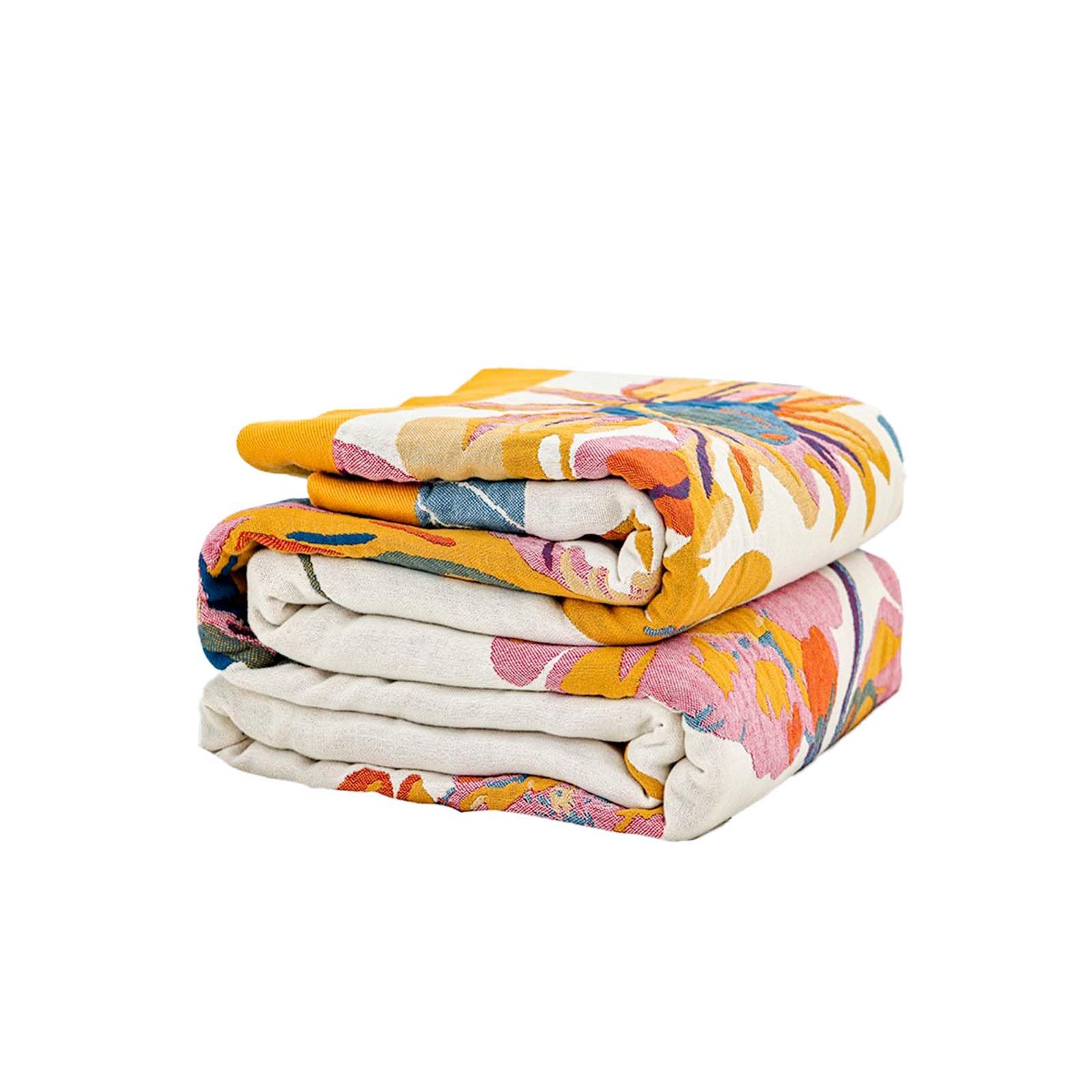 XIBLC Boho Throw Blanket, 100% Cotton Ultra Soft Luxury Throw Rustic Quilt, 60"x80" Floral Bird Butterfly Farmhouse Decor Bed Blankets, All Season Rustic Reversible Bohemian Throw for Bed - Yellow