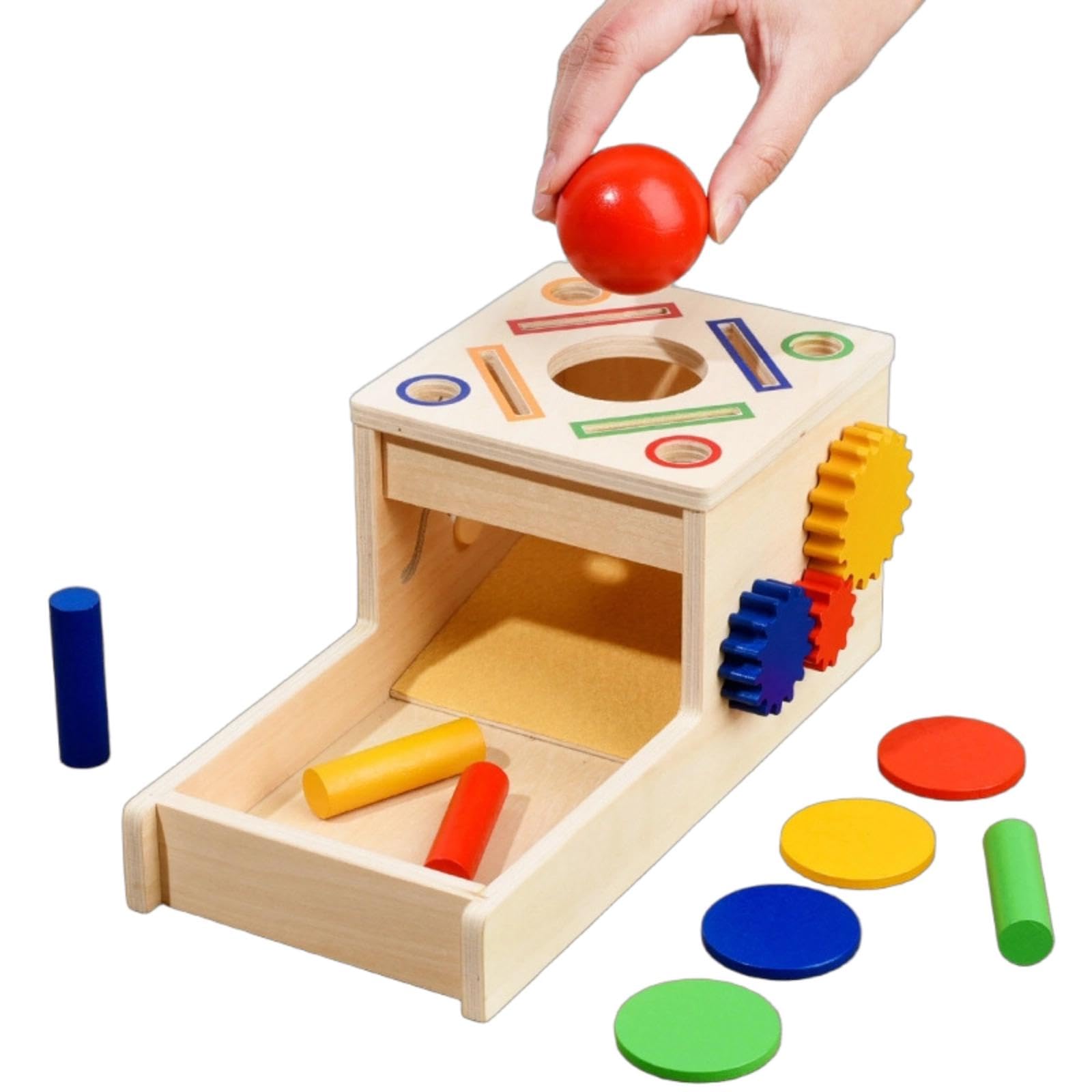 Developmental Toy Fine Motor Object Permanence Box Wooden Shape Sorter for Young Children, Preschoolers, Playroom, Preschool, Daycare Gear Target Box-image-47