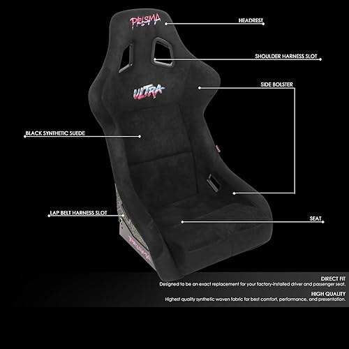 Vista 57 de NRG Innovations NRG-FRP-303RD-ULTRA Asiento universal de carreras con respaldo fijo con adaptadores de montaje lateral para arneses de 6 puntos
