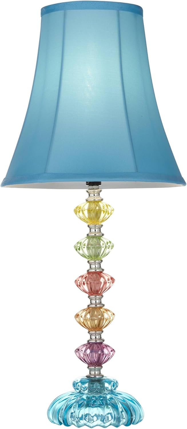 360 Lighting Bohemian 21" High Small Modern Accent Table Lamps Set of 2 Multi-Color Stacked Glass Blue Shade Living Room Bedroom Bedside Nightstand House Office Home Reading Kitchen Entryway Console