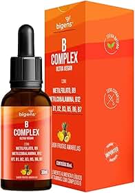 Bigens B Complex Ultra Vegan, Vitaminas do Complexo B em Gotas Oral, Sabor Frutas Amarelas, 30ml