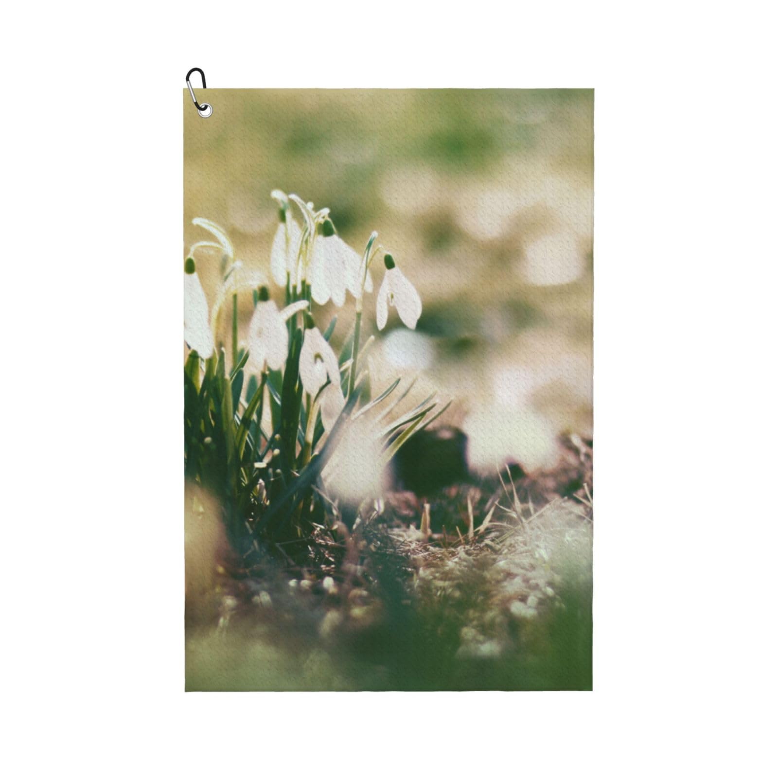 Hnnkloy Wild Spring Snowdrop, 16x24 in Portable Waffle Golf Towels with Carabiner Clip for Golf Bag