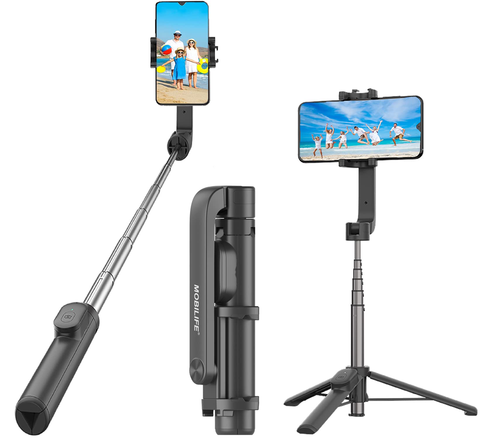 MOBILIFEMobilife Selfie Stick with Reinforced Tripod Stand and Cold Shoe Bluetooth Selfie Stick for Mobile Phone, Magnetic Bluetooth Remote, Tripod for iPhone Samsung Realme Vivo Oppo Mi Motorola,Black