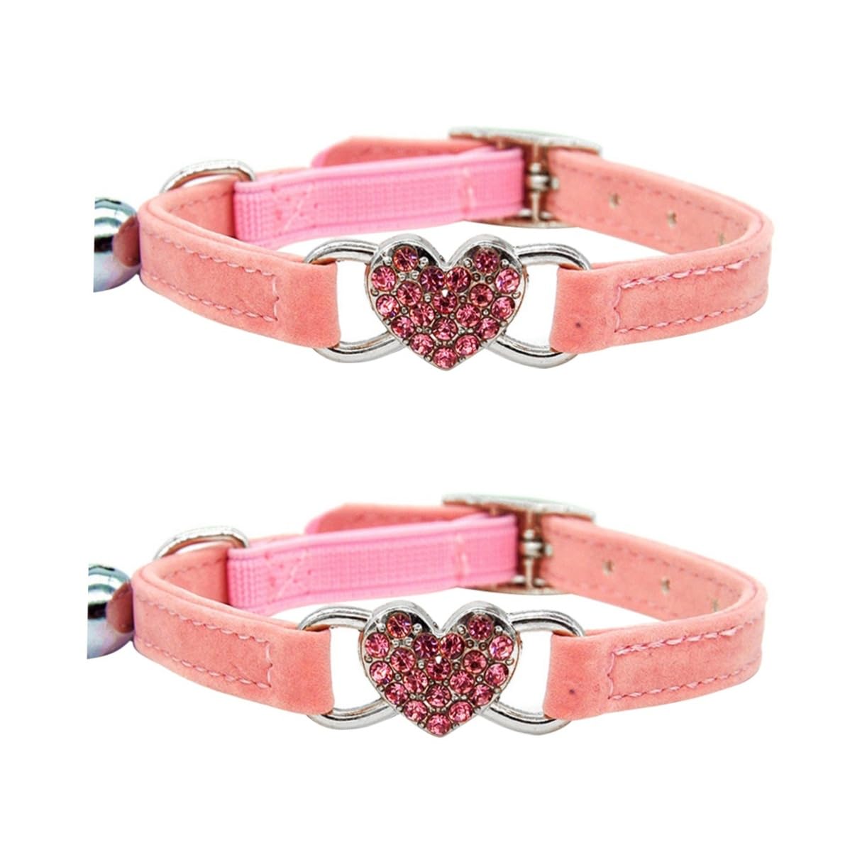DOITOOL 2pièces Collier Ajustable Forme De Cœur pour Chat avec Décor Rhinestones Et Cloche Accessoire Félin Rose