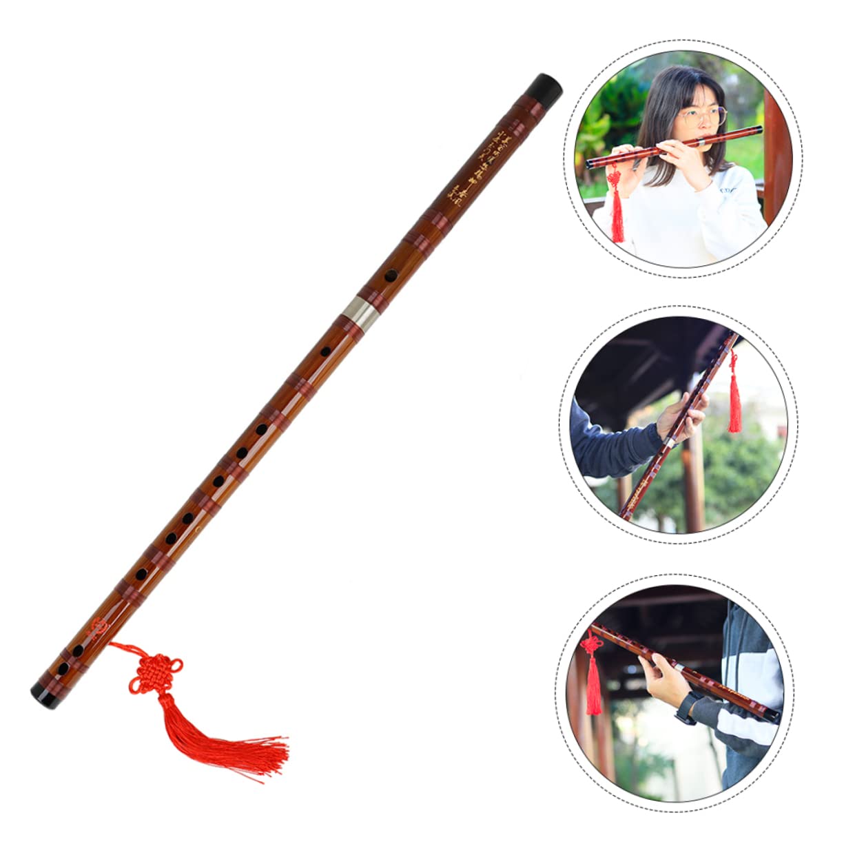Flauta de Bambú Mano para Principiantes Instrumento Musical Profesional con Exquisito y Sonido