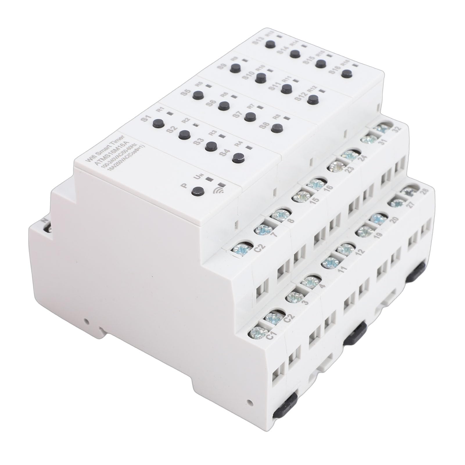 FTVOGUE Interruptor Inteligente por Voz 16A, Temporizador de 16 Canales, | Gestionado por aplicación, soporte de sincronización de cuenta regresiva, material ABS duradero, capacidad multiusuario,