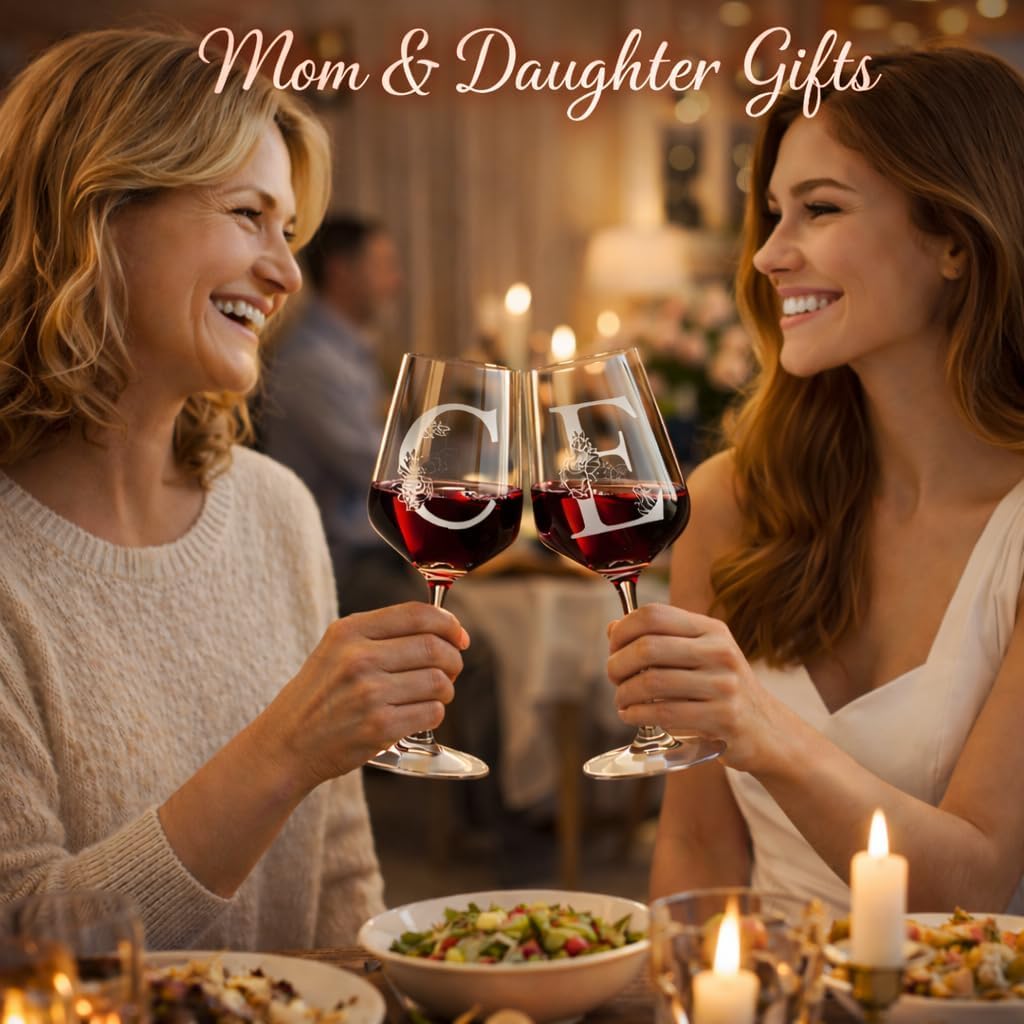 Personalized Wine Gifts for Women - Customized Initials A-Z Wine Glasses, Unique Monogram Birthday Gifts for Her, Mom, Wife, Sister, Daughter, Friend (A) - Image 5