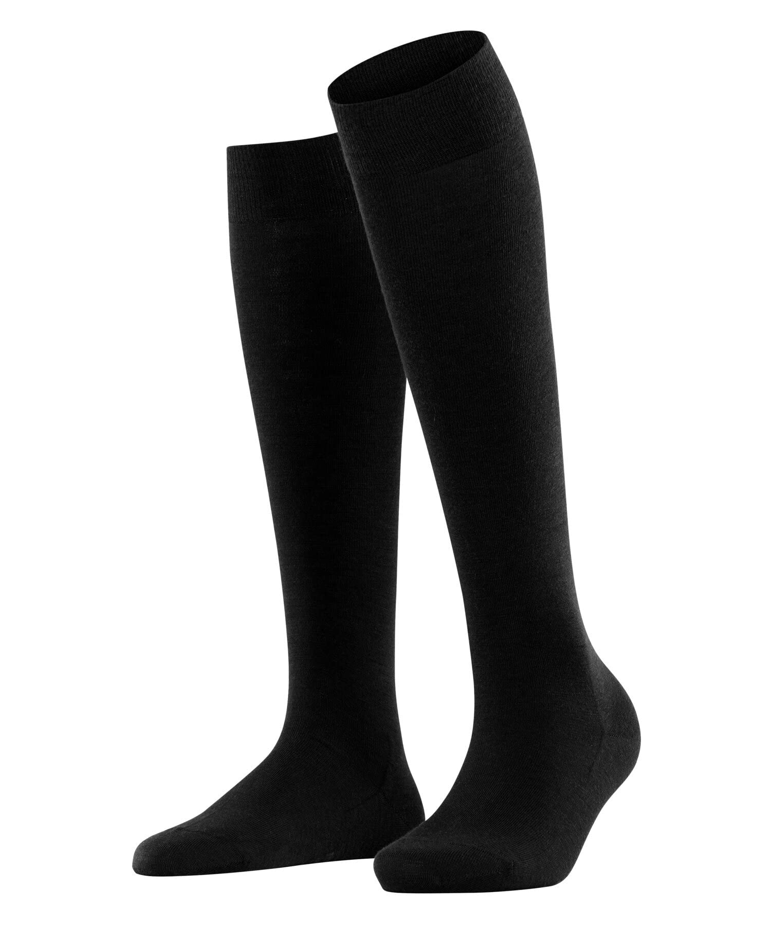 FALKE Women's Softmerino W Kh Wool Cotton Long Plain 1 Pair Knee-High Socks, Black 3009, 5.5-6.5