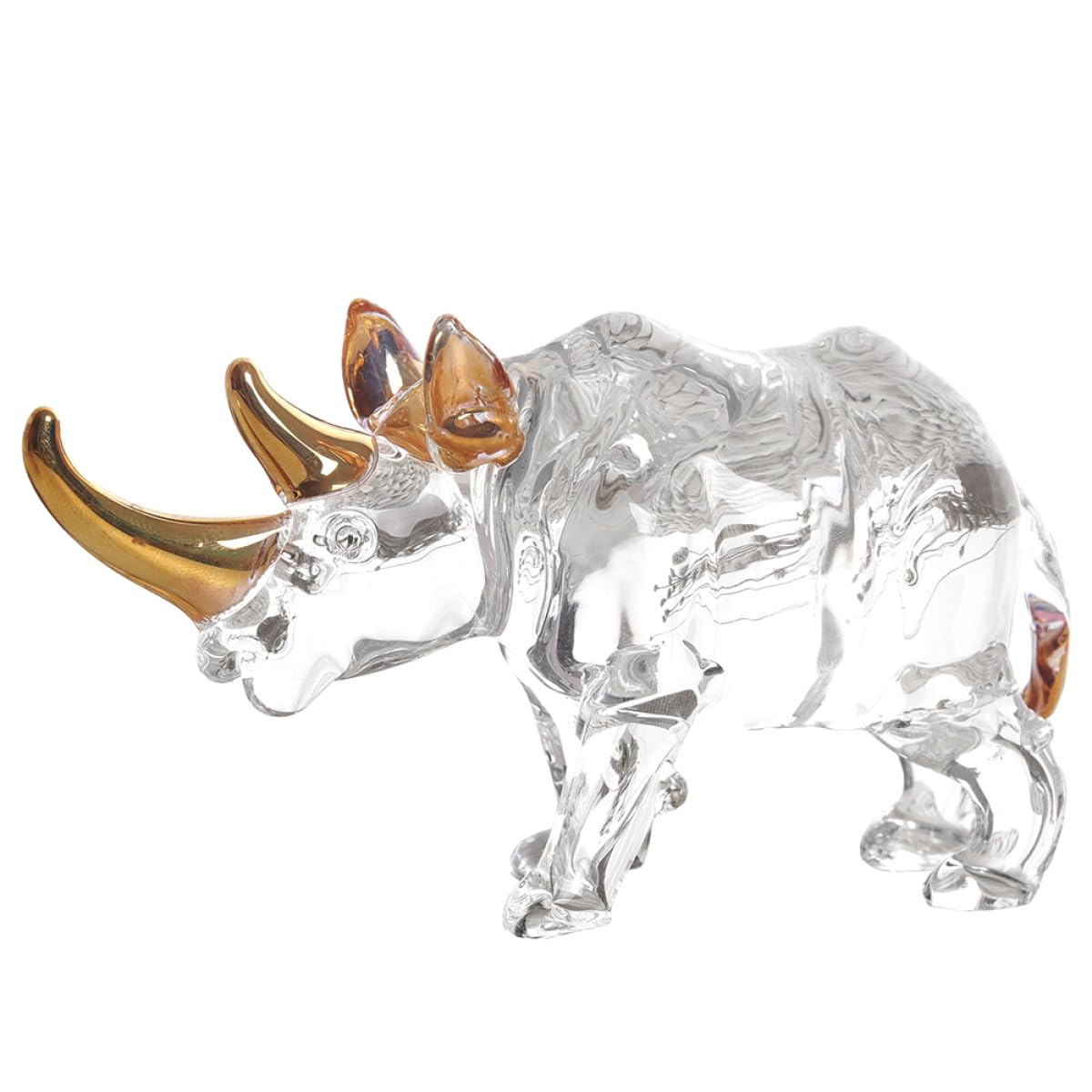 Rhinocéros en pierre de transparent figurine décorative stable, ornement de bureau moderne