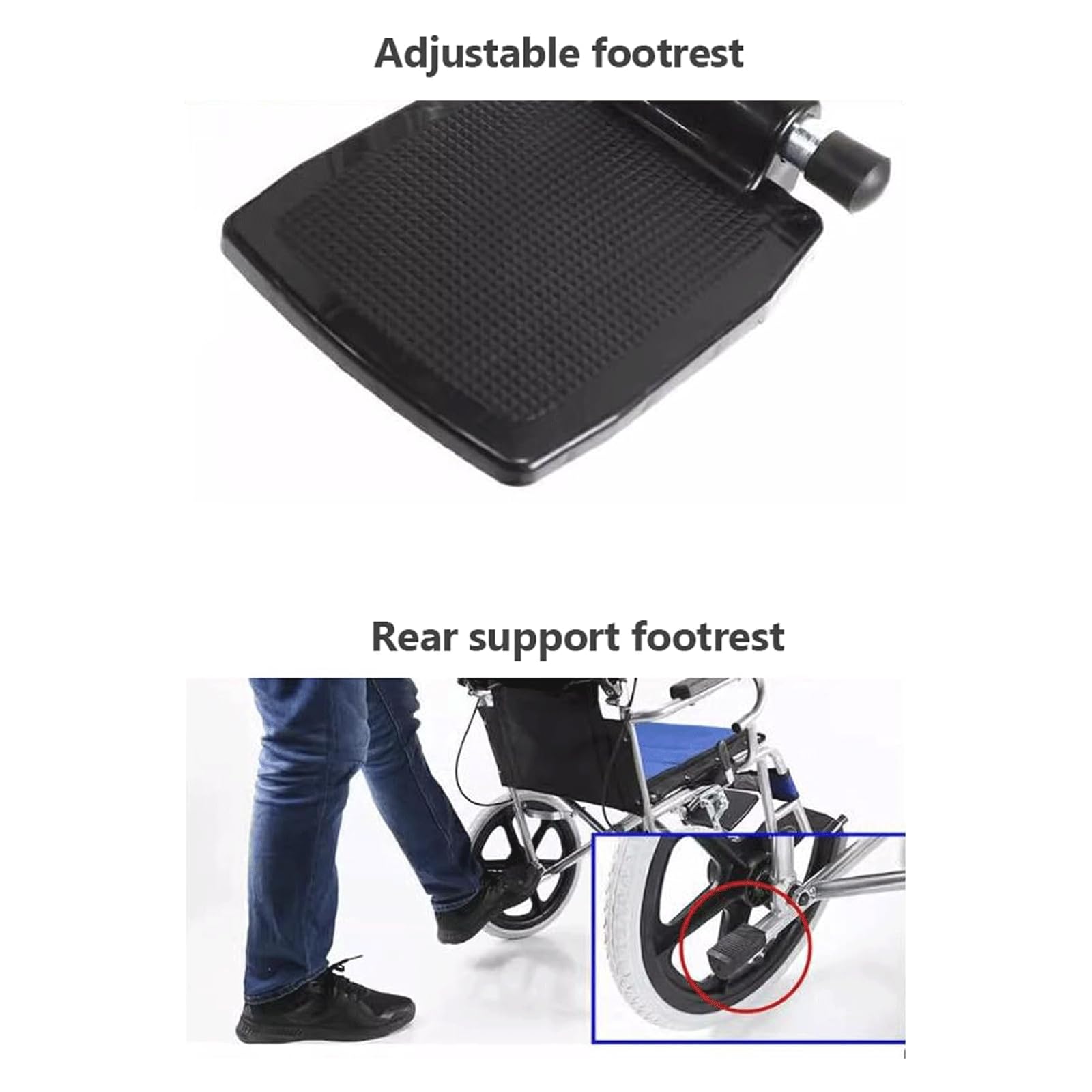 Silla de Ruedas de Seguridad Silla de Transporte Manual Sillas de Ruedas de Acero al Carbono Sillas de Ruedas de Transporte Sillas de Ruedas de Cuidado móvil Silla de Ruedas Plegable Fácil de Usar Fá