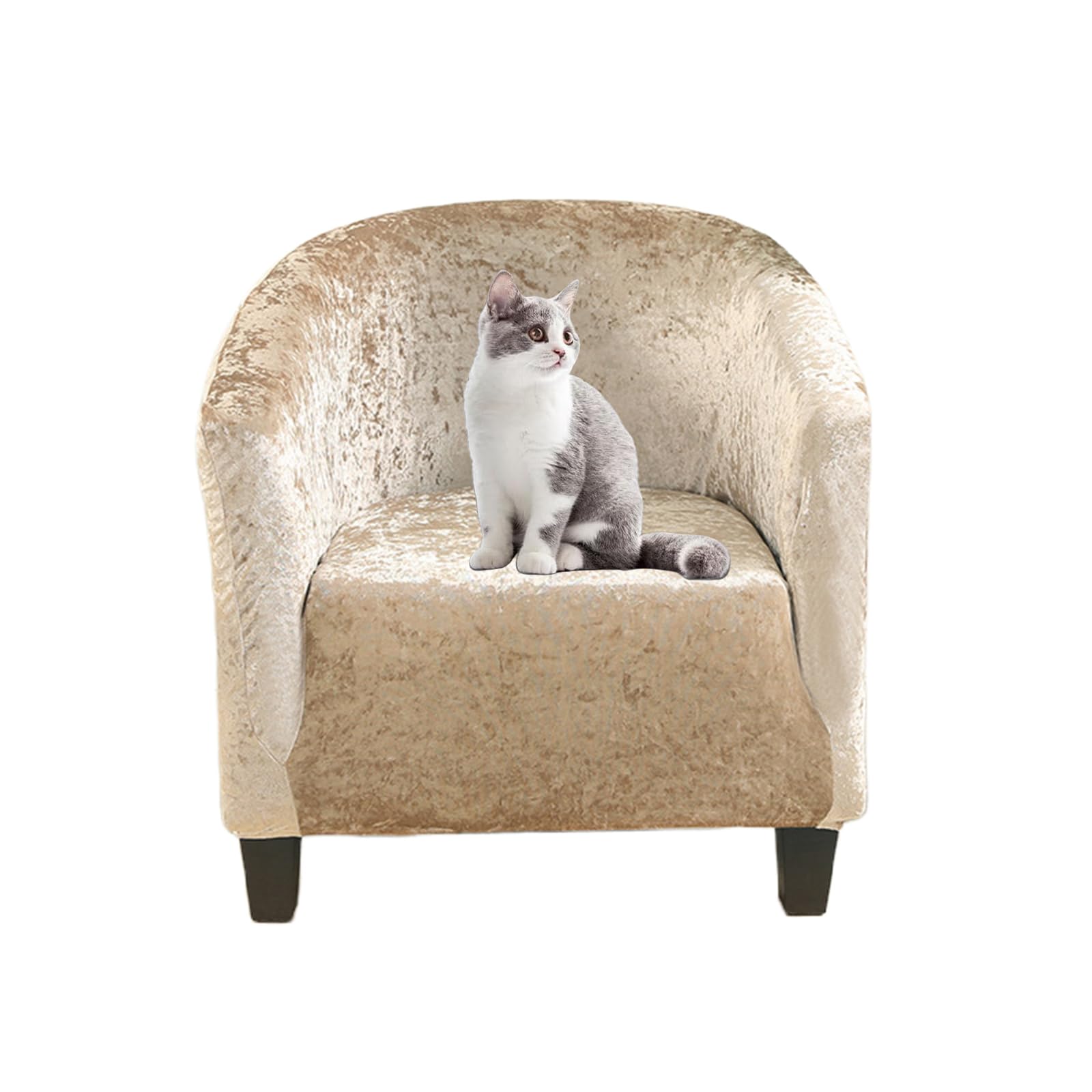 GUYIRT Crushed Velvet Stretch Club Chair Slipcover Tub 1 Piece Chair Covers Barrel Arm Chair Covers Protectors for Living Room Office Reception (gold)