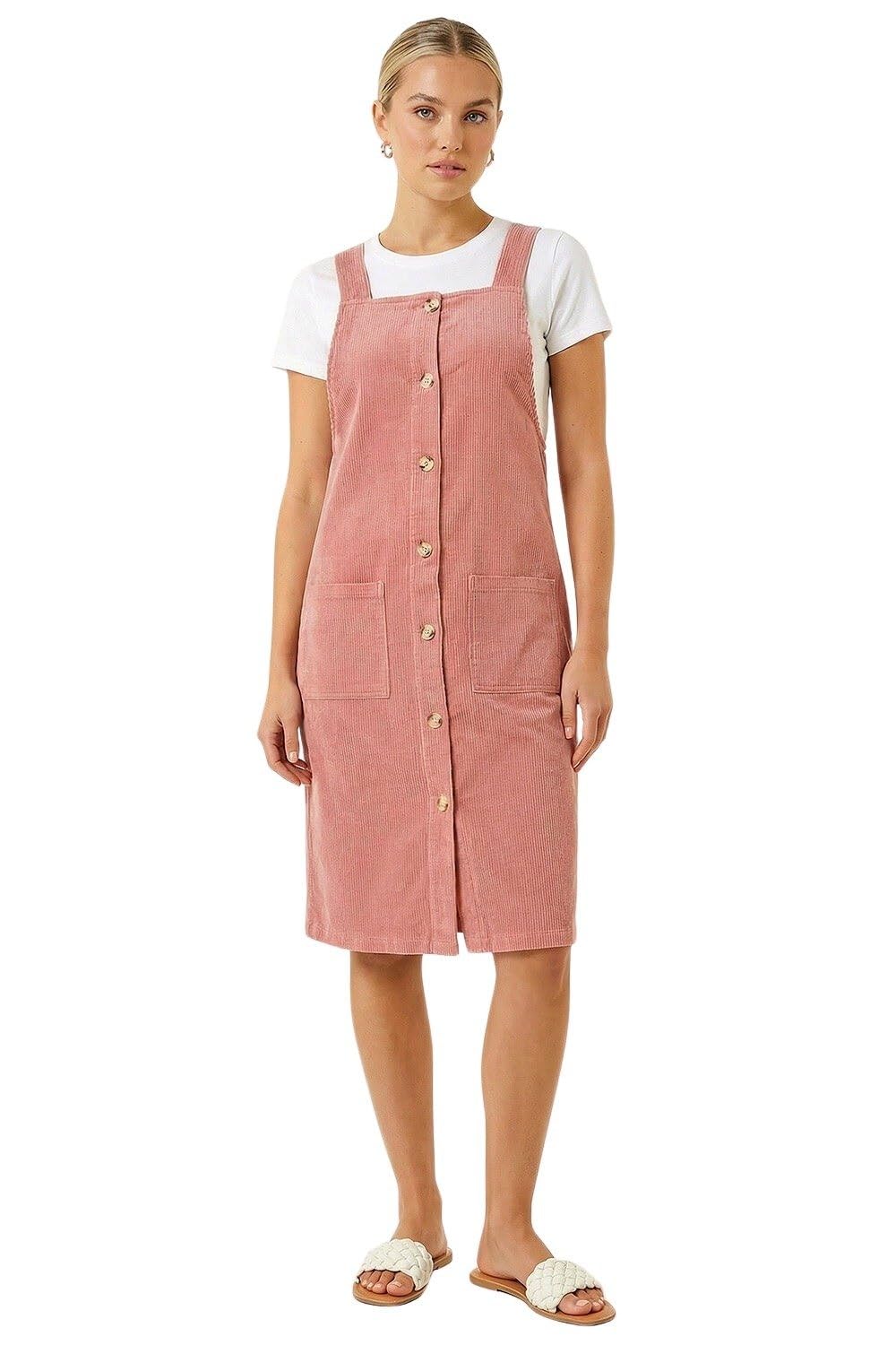 Roman Women's Rose Corduroy Pinafore Midi Dress In | Size: 12