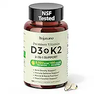 Vitamin D3 K2 5000IU 100mcg MK-7, 2-in-1 K2 D3 Vitamin Supplement for Better Bone, Immune Support, Better Calcium Absorption, with Sunfolwer Seed Oil, Easy to Swallow,120 Day Supply, D3 5000IU