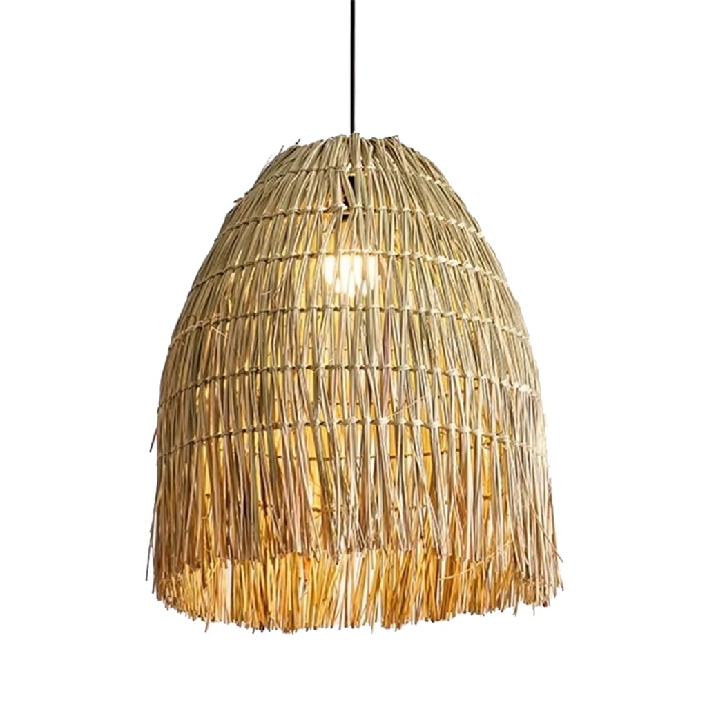 CSSYKV Rattan Basket Pendant Light, 15.7" Hand-Woven Boho Light Fixtures Farmhouse Chandelier Vintage Modern Rattan Basket Wicker Lantern for Living Room, Kitchen, Farmhouse, Bedroom 1-Pack