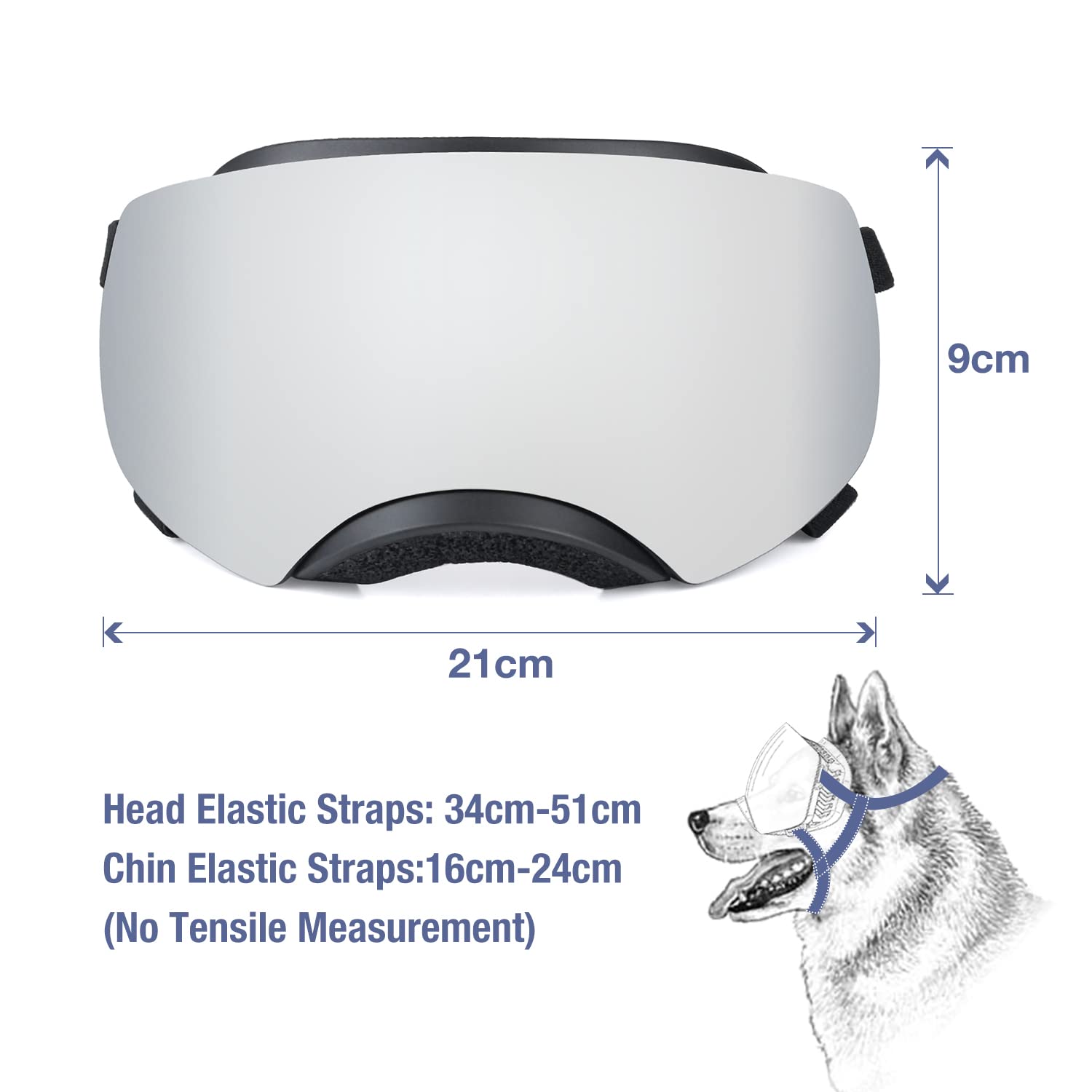 NAMSAN Occhiali da Sole per Cani, Cinturino Regolabile, Protezione UV, Antivento, Anti-Neve, per Cani di Taglia Grande e Media