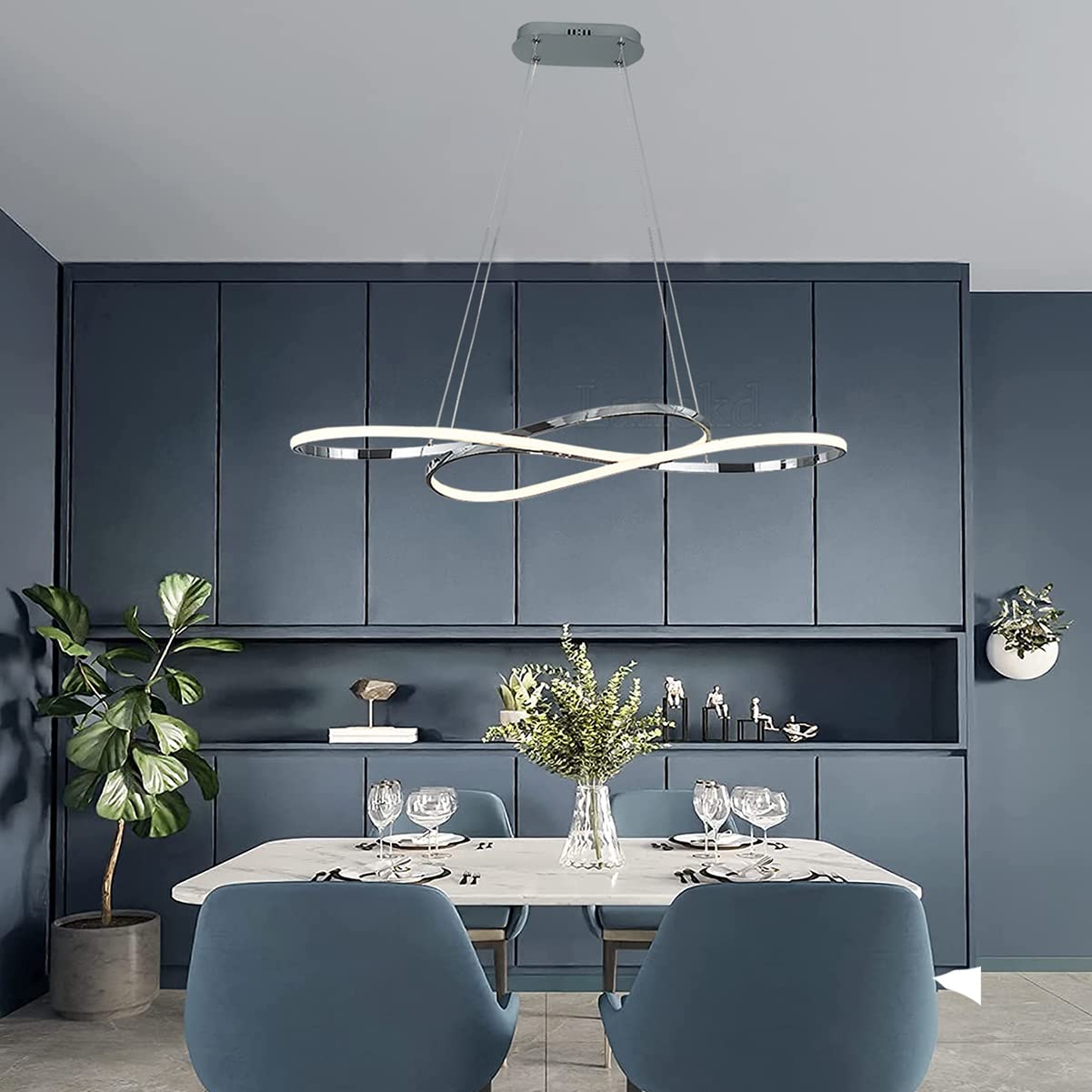 LED Lampadario soggiorno a sospensione, L100cm 48W Lampada a Tavolo da Pranzo Cucina Lampadari Moderna Regolabile Altezza Lampada a Sospensione Ufficio Bagno Sala Soffitto Lampade 6500K luce bianca
